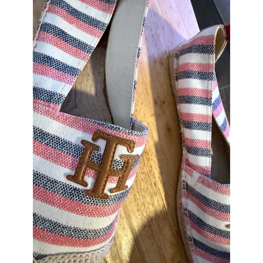 Tommy Hilfiger TWHERMI Womens Striped Espadrille Flats‎ Red White Blue Size 10M